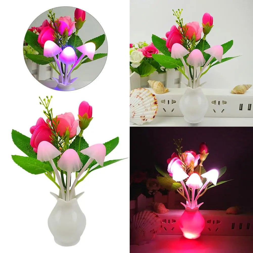 Veilleuse LED en forme de champignon Rose Paradis Rigolo