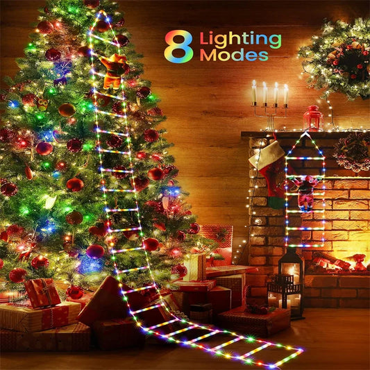 Décoration Echelle du Père Noel en jeux de lumière Paradis Rigolo