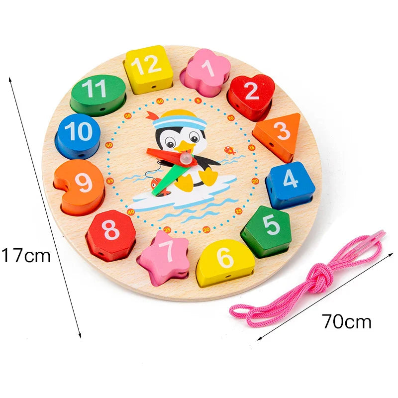 Puzzle d'Horloge Numérique Montessori en Bois pour Enfant Paradis Rigolo