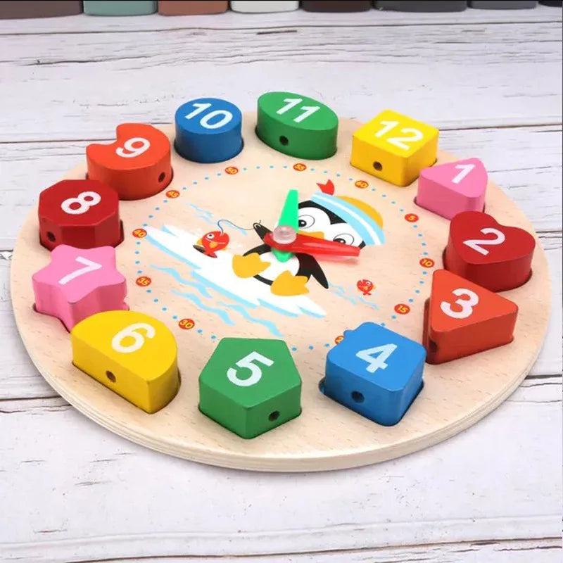 Puzzle d'Horloge Numérique Montessori en Bois pour Enfant Paradis Rigolo