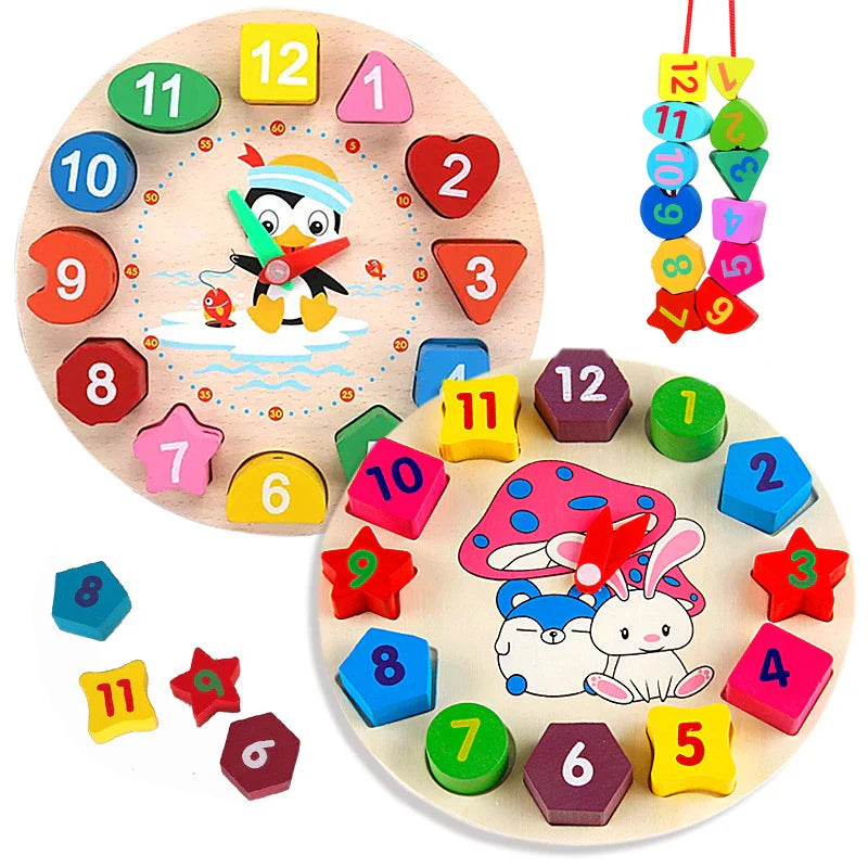 Puzzle d'Horloge Numérique Montessori en Bois pour Enfant Paradis Rigolo