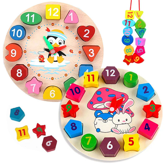 Puzzle d'Horloge Numérique Montessori en Bois pour Enfant Paradis Rigolo