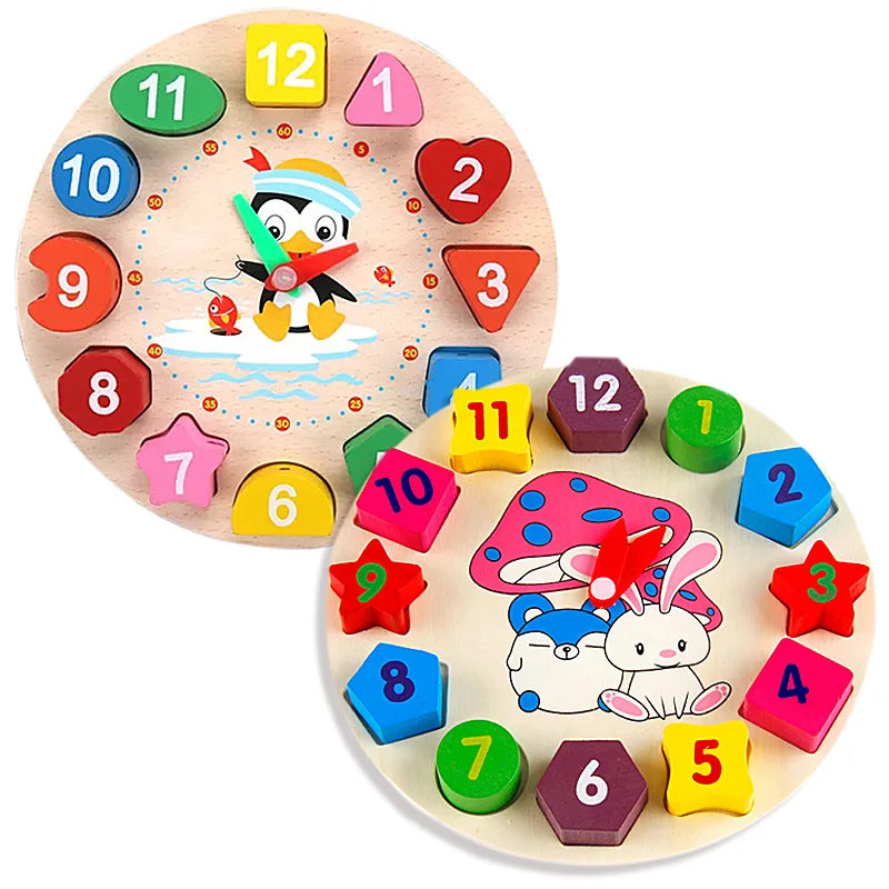 Puzzle d'Horloge Numérique Montessori en Bois pour Enfant Paradis Rigolo